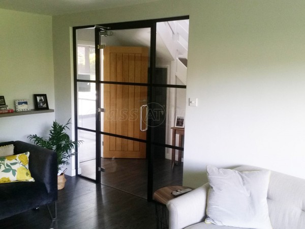 Domestic Project (Crowborough, East Sussex): Glass Wall Room Divider Using Our Metal and Glass T-Bar System