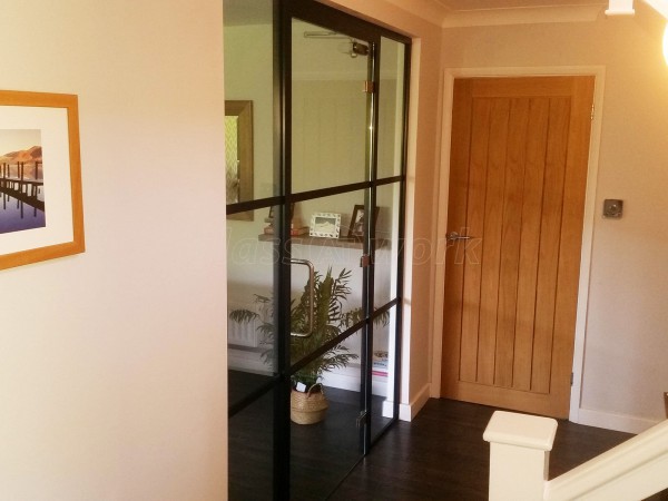 Domestic Project (Crowborough, East Sussex): Glass Wall Room Divider Using Our Metal and Glass T-Bar System