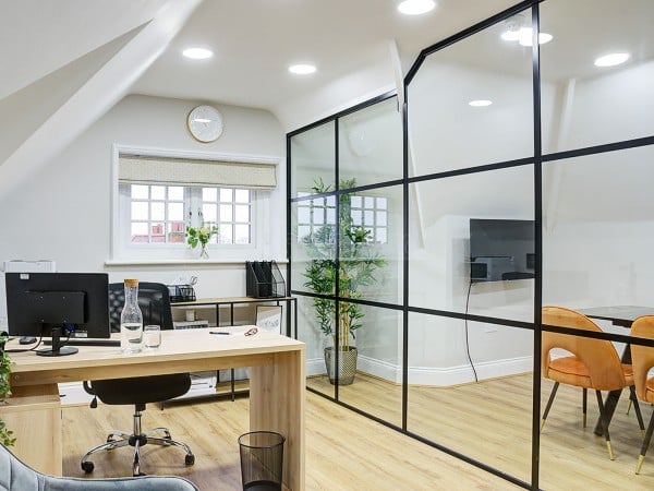 Aben Living (Derby, Derbyshire): Steel Framed Style Stepped Glass Wall Using Black Aluminium