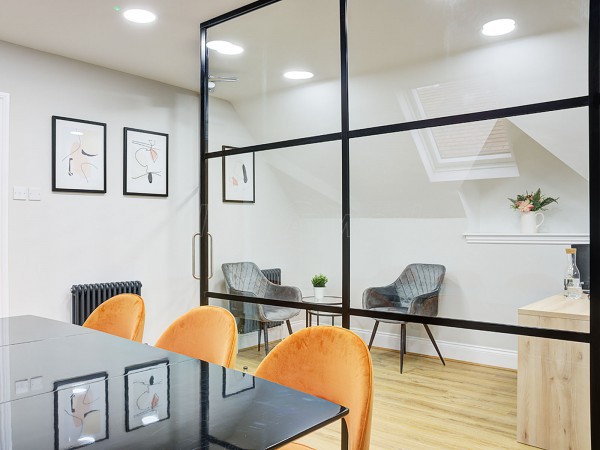 Aben Living (Derby, Derbyshire): Steel Framed Style Stepped Glass Wall Using Black Aluminium