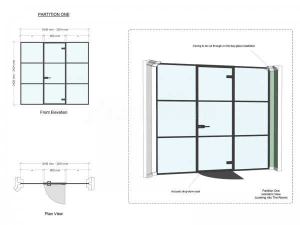 Residential Project (Tunbridge Wells, Kent): T-bar Heritage Style Metal and Glass Wall For A Home Office