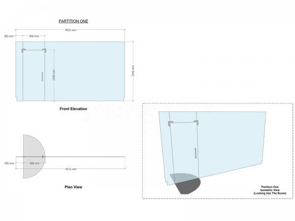 Access Care Management (Andover, Hampshire): Inline Frameless Glass Partition with Single Frameless Glass Door