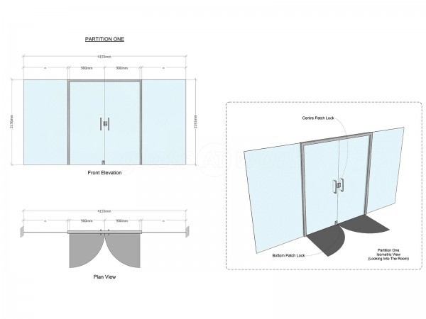 Chambers Southern Ltd (Worlds End, Hampshire): Two Acoustic Glass Partitions With Door