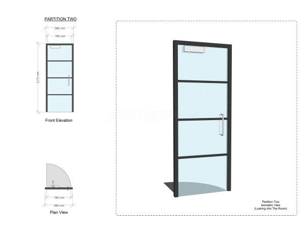 Residential Project (Rotherham, South Yorkshire): Black Frame Industrial T-Bar Glass Separating Wall and Single Door