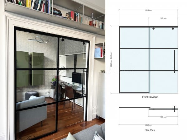 Domestic Project (Chelsea, London): T-Bar Grid Pattern Glass Sliding Door and Side Panel