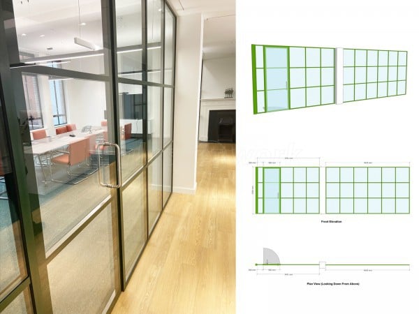 A.S.K Partners Limited (Harley Street, London): Double Glazed T-Bar Office Partitions Using Metal Bottle Green Trackwork