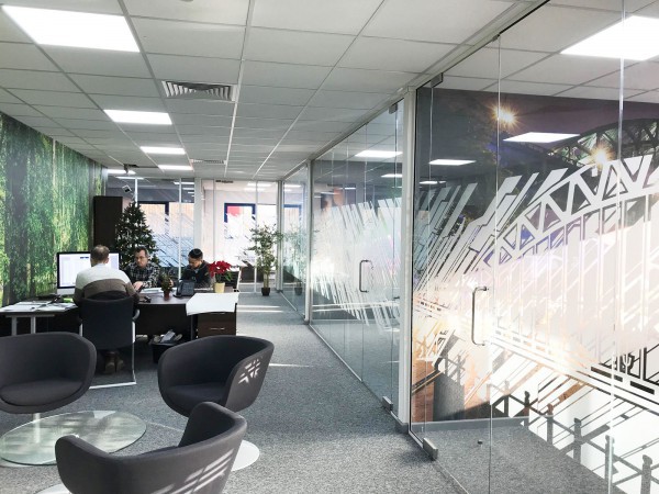 Aspect Interior Concept Ltd (Swindon, Wiltshire): Glass Office Partition Refurbishment With White Framed Glazed Doors