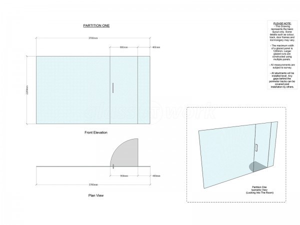 Domestic Property (Newhaven, East Sussex): Internal Glass Wall and Door For A Bedroom