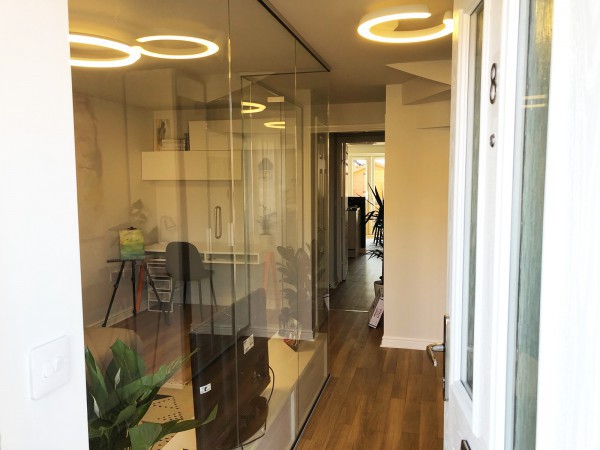 Domestic Project (Wokingham, Berkshire): Stepped Glazed Partition With Frameless Door