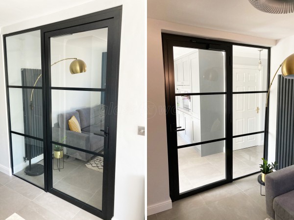 Residential Project (Barry, Vale of Glamorgan, Wales): Heritage Black Framed Glass Door and Side Panel
