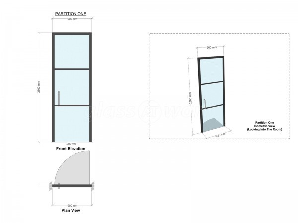 Domestic Project (West Kilburn, London): Slimline T-Bar Acoustic Glass Screen With Black Framed Glazing