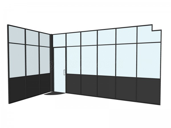 Atelier Baulier Ltd (Shoreditch, London): Industrial Style T-Bar Glass Partitioning (Black Framed Glazing)