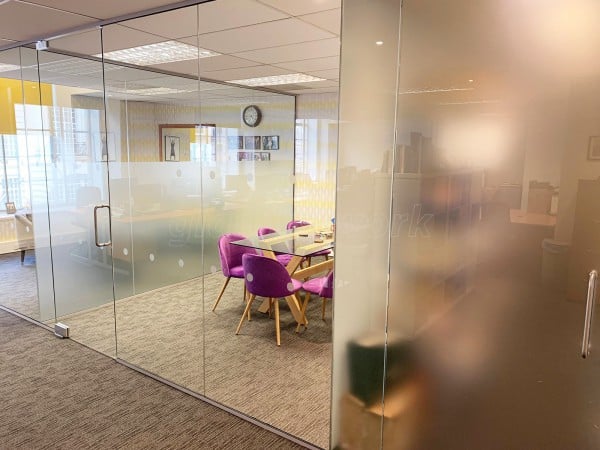 BBM Campaigns Ltd (Mayfair, London): Multi-office fit-out with frameless glass doors & writeable wall