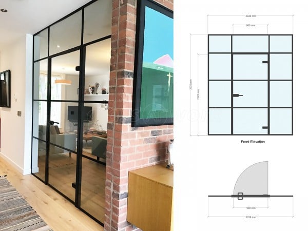 Domestic Project (Preston, Lancashire): Industrial-Style T-Bar Glass Wall and Door With Black Frame