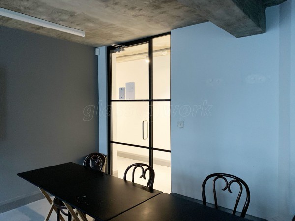 The Burlington School of English (Wandsworth, London): Industrial-Style Toughened Glass Doors With Black Frame