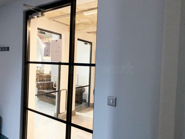 The Burlington School of English (Wandsworth, London): Industrial-Style Toughened Glass Doors With Black Frame