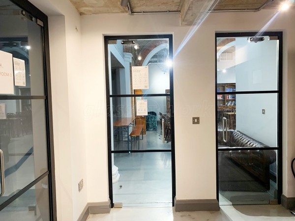 The Burlington School of English (Wandsworth, London): Industrial-Style Toughened Glass Doors With Black Frame