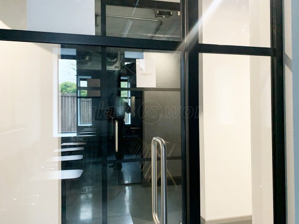 The Burlington School of English (Wandsworth, London): Industrial-Style Toughened Glass Doors With Black Frame
