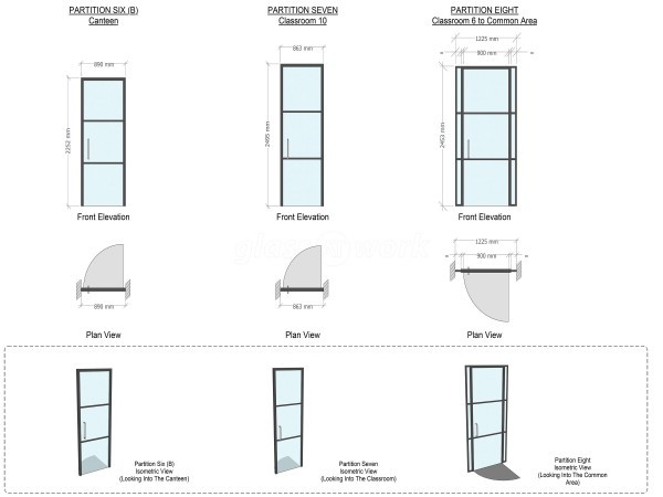 The Burlington School of English (Wandsworth, London): Industrial-Style Toughened Glass Doors With Black Frame