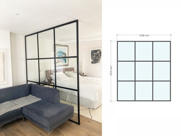 Domestic Project (Ladbroke Grove, London): T-Bar Metal Framed Glass Room Divider