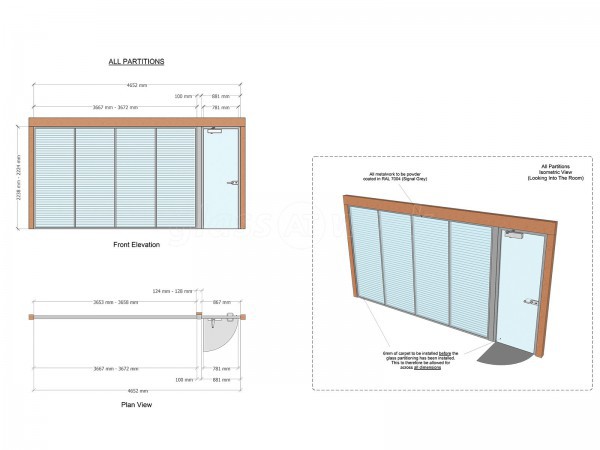 Cooper and Kelling Builders (Halstead, Essex): Glass Office Wall With Built-in Venetian Blinds.