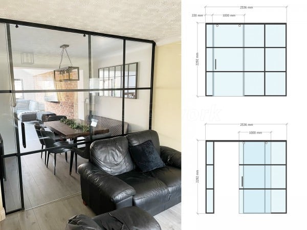 Domestic Project (Chester Le Street, County Durham): Glass Sliding Door Partition Wall With Black Metal Frame