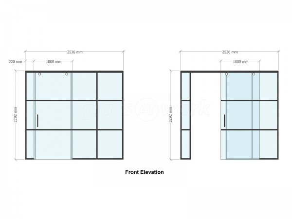 Domestic Project (Chester Le Street, County Durham): Glass Sliding Door Partition Wall With Black Metal Frame