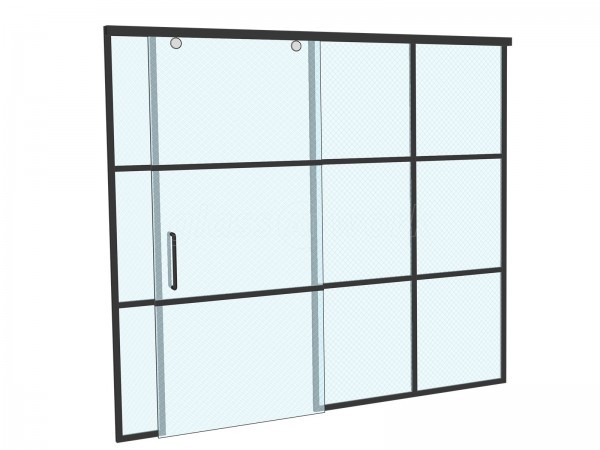 Domestic Project (Chester Le Street, County Durham): Glass Sliding Door Partition Wall With Black Metal Frame