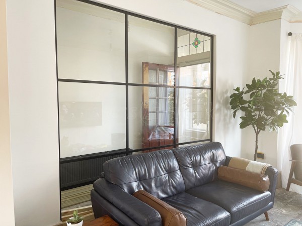 Home Renovation (Stockport, Cheshire): Black Framed Metal and Glass Room Divider
