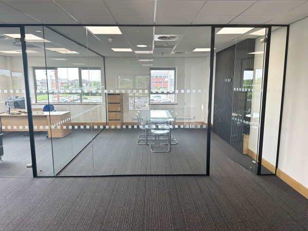 Computerlink (Enderby, Leicester): Two Room Glass Office With Black Trackwork