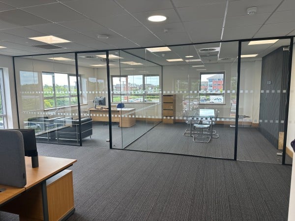 Computerlink (Enderby, Leicester): Two Room Glass Office With Black Trackwork