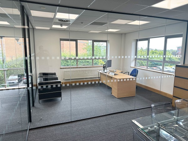Computerlink (Enderby, Leicester): Two Room Glass Office With Black Trackwork