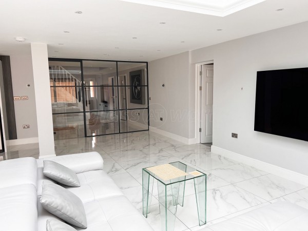 Domestic Project (Coventry, West Midlands): T-Bar Heritage-Style Black Framed Glass Wall With Glazed Door