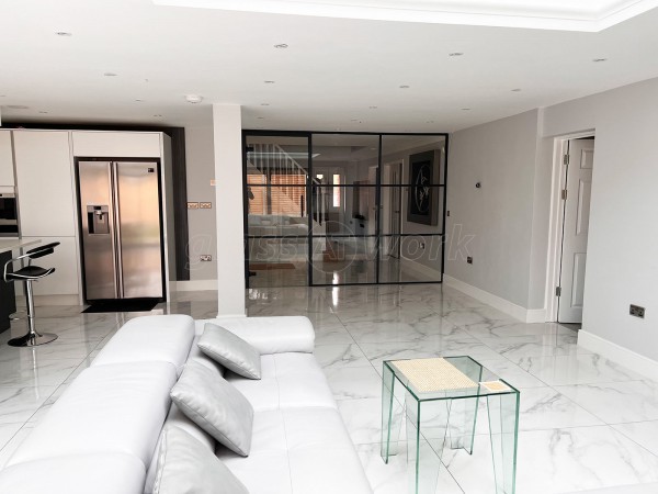 Domestic Project (Coventry, West Midlands): T-Bar Heritage-Style Black Framed Glass Wall With Glazed Door