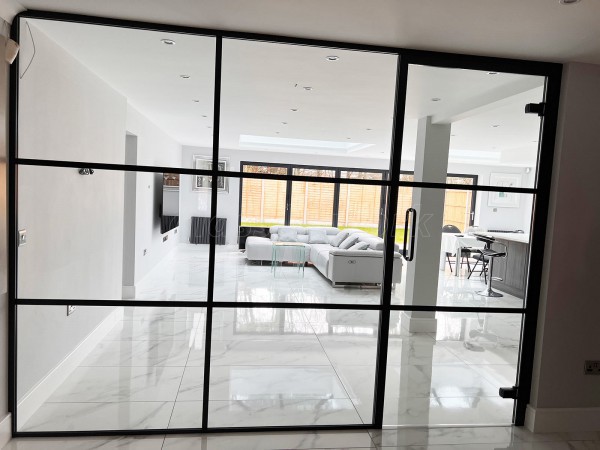 Domestic Project (Coventry, West Midlands): T-Bar Heritage-Style Black Framed Glass Wall With Glazed Door