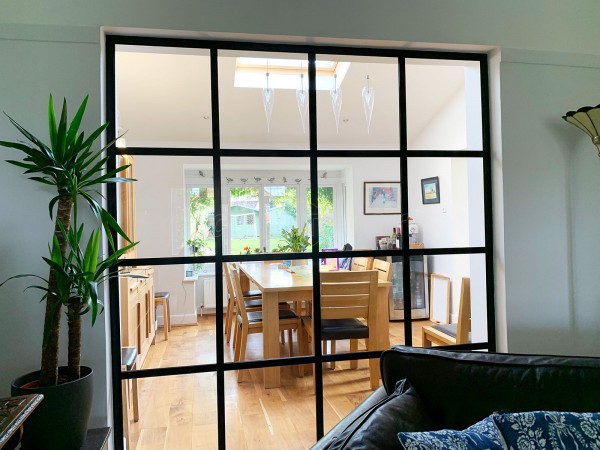 Domestic Project (Bournemouth, Dorset): T-Bar Metal Framed Room Divider With Acoustic Glass