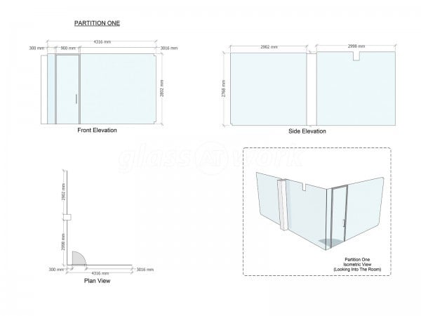 Dajon Accounts (Orpington, London): Large Corner Room Toughened Glass Office Partition