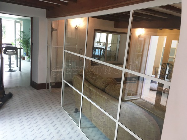 Domestic Project (Market Rasen, Lincolnshire): T-Bar Aluminium White Framed Glass Wall and Door