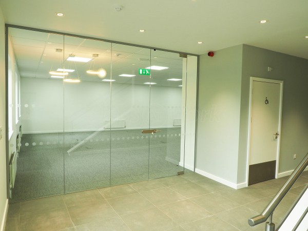 Deltabravo (Gloucester, Gloucestershire): Toughened Glass Office Wall With Frameless Door and Lockset