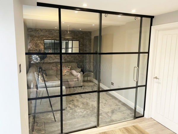 Domestic Project (Aylesbury, Buckinghamshire): T-Bar Glass Room Divider With Sliding Door For Aylesbury Home