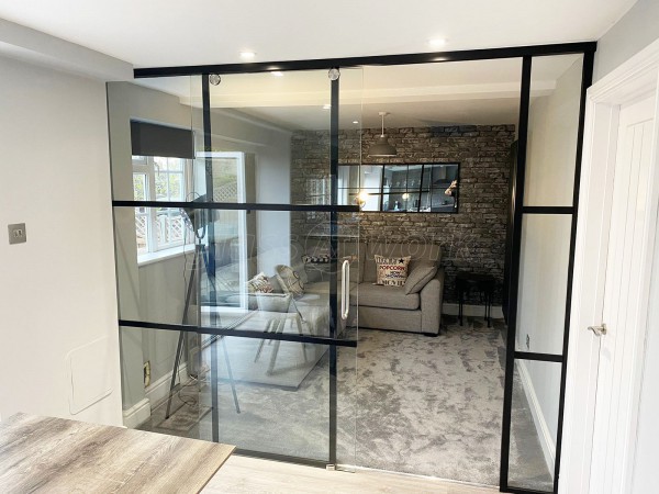 Domestic Project (Aylesbury, Buckinghamshire): T-Bar Glass Room Divider With Sliding Door For Aylesbury Home