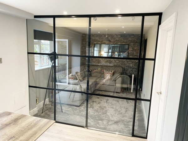 Domestic Project (Aylesbury, Buckinghamshire): T-Bar Glass Room Divider With Sliding Door For Aylesbury Home