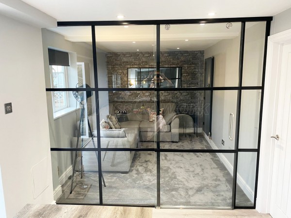 Domestic Project (Aylesbury, Buckinghamshire): T-Bar Glass Room Divider With Sliding Door For Aylesbury Home