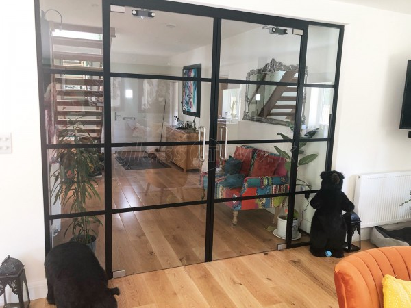 Domestic Project (Salisbury, Wiltshire): T-Bar Aluminium Black Framed Glass Double Doors