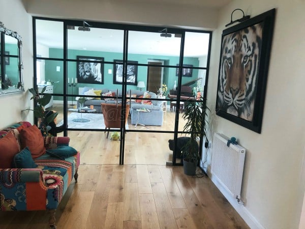 Domestic Project (Salisbury, Wiltshire): T-Bar Aluminium Black Framed Glass Double Doors