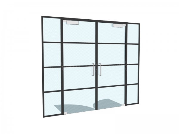 Domestic Project (Salisbury, Wiltshire): T-Bar Aluminium Black Framed Glass Double Doors