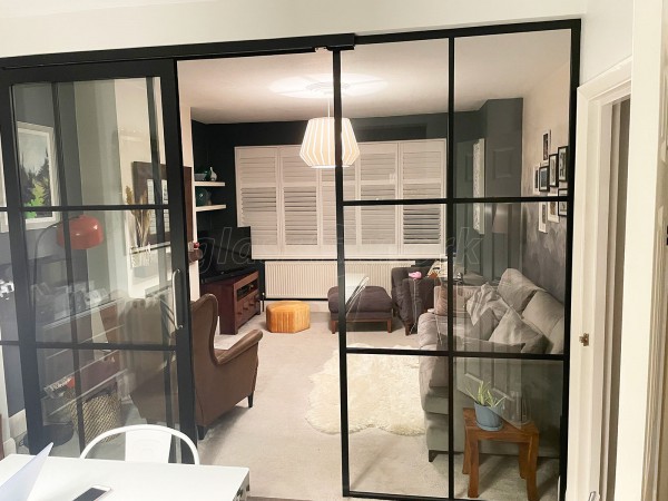 Domestic Project (Coulsdon, London): Black Framed Metal and Glass Room Divider