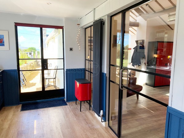 Residential Project (Pwllheli, Wales): T-Bar Black Framed Glass Door and Side Panel