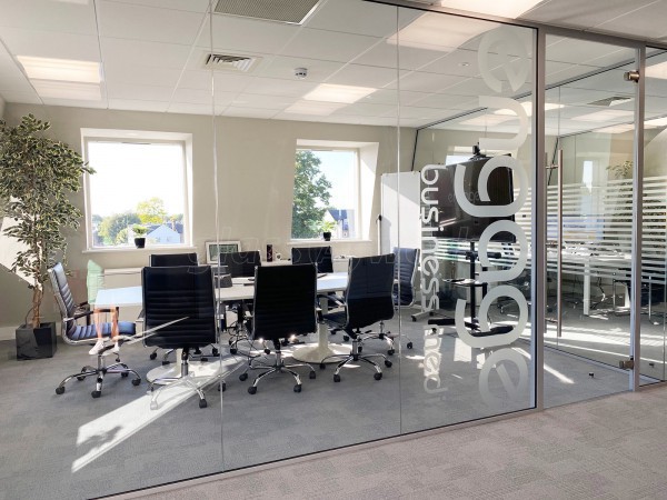 Engage Business Media (Hersham, Surrey): Frameless Glass Offices With Laminated Acoustic Glass And Own Logo Window Film