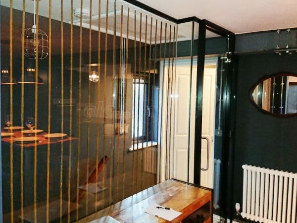 Domestic Project (Hockley, Essex): Glass Wall With Acoustic Glass & Framed Door & Black Perimeter Track